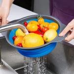 Collapsible Colander with Handles – Blue & Grey