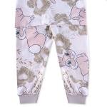 طقم بيجاما أبيض للأطفال بطبعة الأرنب والورود قطن ناعم ومريح للبنات