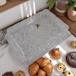 طبق التقديم المستطيل المصنوع من الأكريليك الشفاف