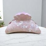 Iridescent Marble Shell Hair Claw with Sculpted Edge & Gold Grip