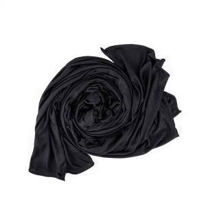 وشاح قطن وشيفون بحواف مطرزة – أسود فحمي