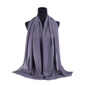 شيلة خليط بين القطن و البوليستر بحواف مطرزة بدقة - الرمادي الفحمي