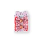 Girl's Gingham-Patterned Rhinestone Embellishments Bow Hair Clip