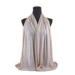 Cotton and Chiffon Scarf with Fine Stitch Edges - Cream
