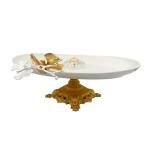 Elegant Butterfly Decor Ceramic Fruit Tray with Golden Stand