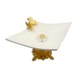 Decorative Ceramic Fruit Bowl with Golden Butterfly Stand