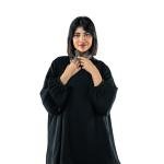 luxurious satin-finish Double Layered abaya with Batwing Sleeves