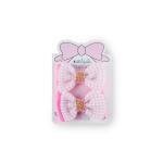 Girl's Gingham-Patterned Rhinestone Embellishments Bow Hair Clip