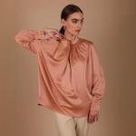 بلوزة سيدات حريرية برقبة رباط أنيقة ناعمة