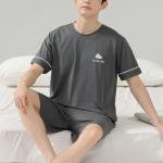 Plus size slight stretch cotton cloud printing shorts sets