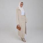 Button-Front Trench Skirt Set with Front-Slit Skirt & Tailored Lapel