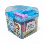 Kids Play Dough Kit – 12 Colors with Cartoon Monkey Design in Transparent Blue Handle Box