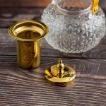 Textured floral pattern Glass TeaPot with Gold Accents