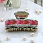 Glam Mosaic Rhinestone Women’s Hair Claw – Pink Sunset Elegance
