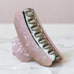 Iridescent Marble Shell Hair Claw with Sculpted Edge & Gold Grip