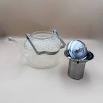 Elegant Textured Glass Teapot with Stainless Steel Lid and Infuser
