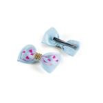 Girl's Heart Print Bow Hair Clip wit Rhinestones