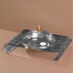 طبق حلويات بتصميم قطع ليزر مع غطاء زجاجي