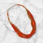 Tangy Ember Multi-Strand Beaded Necklace