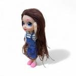 Beauty Fashion Doll – Brown Hair, Striped Top with Denim Overall Dress