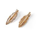 Leaf Design Pearl Rhinestone Hair Clip Set