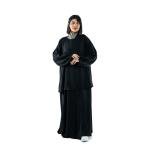 luxurious satin-finish Double Layered abaya with Batwing Sleeves