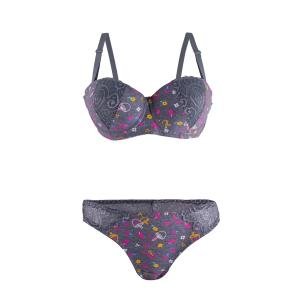 طقم حمالة صدر ولباس داخلي مكون من قطعتين مع سلك