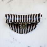 Midnight Stripes Elegance Claw Clip – Women’s Retro Scalloped Grip