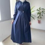 Women's Elegant Pleated Waist Shirt Dress