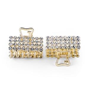 مجموعة مشابك شعر مستطيلة مرصعة بأحجار الراين