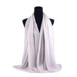 Chiffon and Cotton Scarf with Fine Stitch Edges - Light Beige