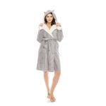 Women’s Hooded Plush Bathrobe with Cute Ears – Fleece Robe with Belt & Pockets