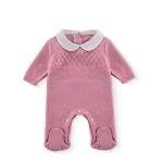 Baby Diamond Knit Footed Romper with Peter Pan Collar