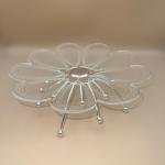 Crystal Acrylic Daisy-Shaped Decorative Serving Stand with Silver Ball Accents