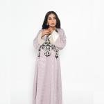 Lilac Glow Textured Kaftan with Metallic Embroidery & Satin Cuff Finish