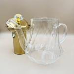 إبريق شاي زجاجي بمقبض ماسي مع مصفاة ذهبية