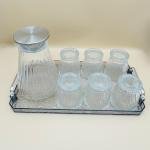 Glass Water Jug Set with 6 Glasses and Serving Tray