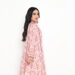 Blush Paisley Embroidered Kaftan with Contrast Piping & Scalloped Neckline Detailing