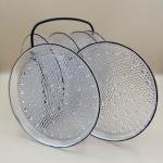 Crystal Clear Textured Glass Plate Set with Black Rim & Iron Stand