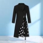 Women's  Wrap Dress with Polka Dot Panel Buckle Tie Belt
