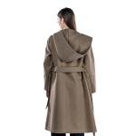 Women's Drop Shoulder Belted Hooded Overcoat 