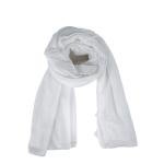 شيلة من القطن والشيفون بحواف خياطة دقيقة - أبيض نقي