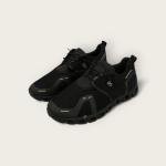 Black Mesh Running Shoes with Reflective Detailing and Hollow Out Sole