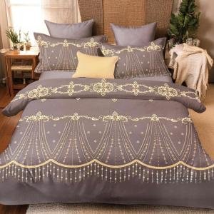 مجرد أغطية سرير رويال بروك لون بنفسجي غامق مع تفاصيل ذهبية 4 قطع