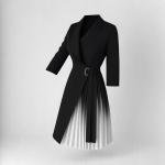 Women's Wrap Dress with Ombre Pleated Skirt