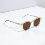 Coastal Crystal Beige Panto Frame Sunglasses