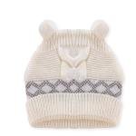 Baby Cable Knit Sweater & Bear-Ear Hat Set with Pom-Pom Tie Detail