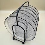 Crystal Clear Textured Glass Plate Set with Black Rim & Iron Stand