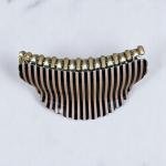 Midnight Stripes Elegance Claw Clip – Women’s Retro Scalloped Grip