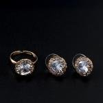 Artificial Halo Crystal Jewelry Set Elegant Round Cut Zirconia with Pave Accents